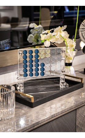 Luxury Acrylic Connect 4 Game Pearl Blue & Clear