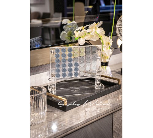 Luxury Acrylic Connect 4 Game Pearl Dark Grey  & Clear