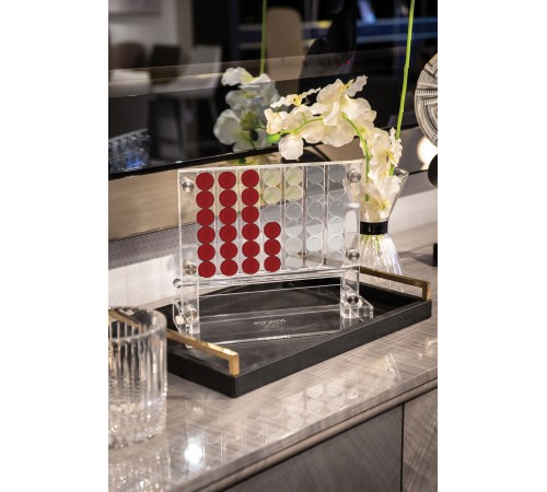 Luxury Acrylic Connect 4 Game Pearl Red & Clear 