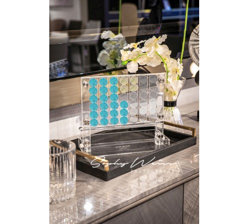 Luxury Acrylic Connect 4 Game Pearl Turquoise & Clear Luxury Acrylic Connect 4 Game Pearl Turquoise & Clear