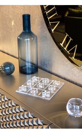 Luxury Acrylic Noughts and Crosses -Tic Tac Toe - X and O Board Game - Silver